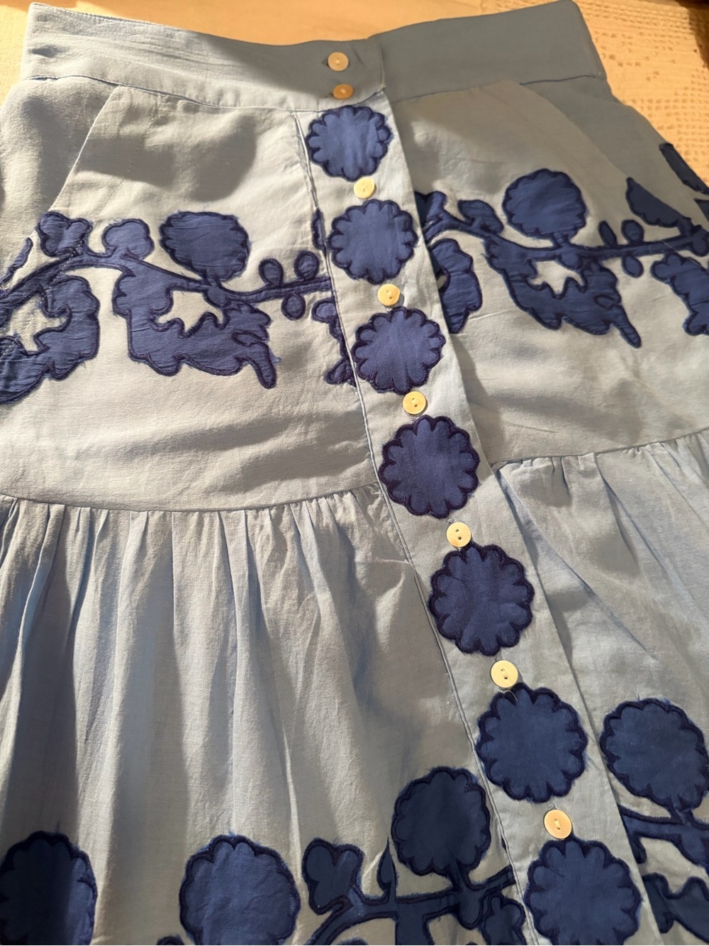 Oliphant Button Front Skirt-Tangier Blue - Picture 6 of 6